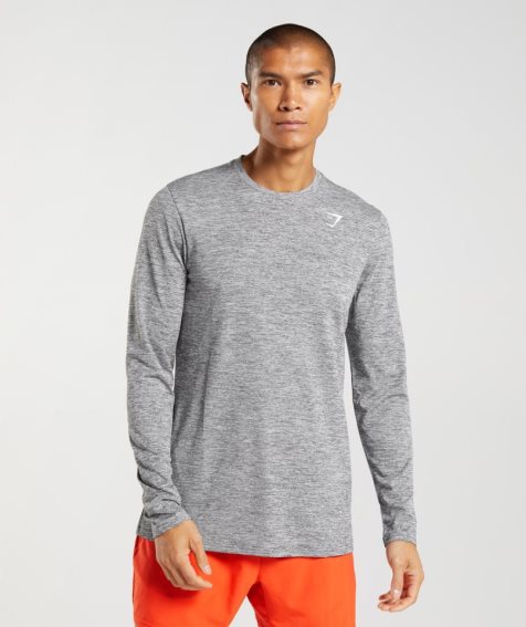 Men's Gymshark Arrival Long Sleeve T-Shirts Grey | NZ 7CNDIJ